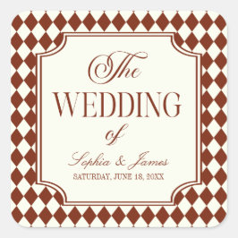Adesivo Quadrado Casamento Vintage Burgundy Luxuoso e Antigo