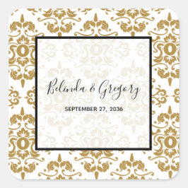 Adesivo Quadrado Casamento vintage Dourado Elegante