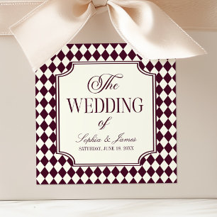 Adesivo Quadrado Casamento Vintage Marfim Vinho Luxo Antigo