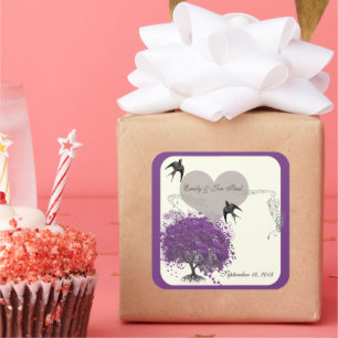 Adesivo Quadrado Casamentos com folhas de folhas de folhas de folha