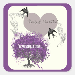 Adesivo Quadrado Casamentos com folhas de folhas de folhas de folha