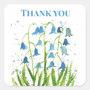 Adesivo Quadrado Casamentos de Chás de panela Azul Floral