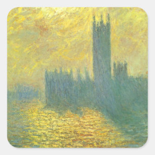 Adesivo Quadrado Casas do Parlamento, Stormy Sky, por Claude Monet