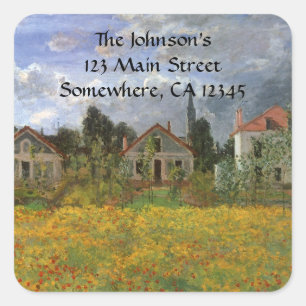 Adesivo Quadrado Casas em Argenteuil por Claude Monet, arte do