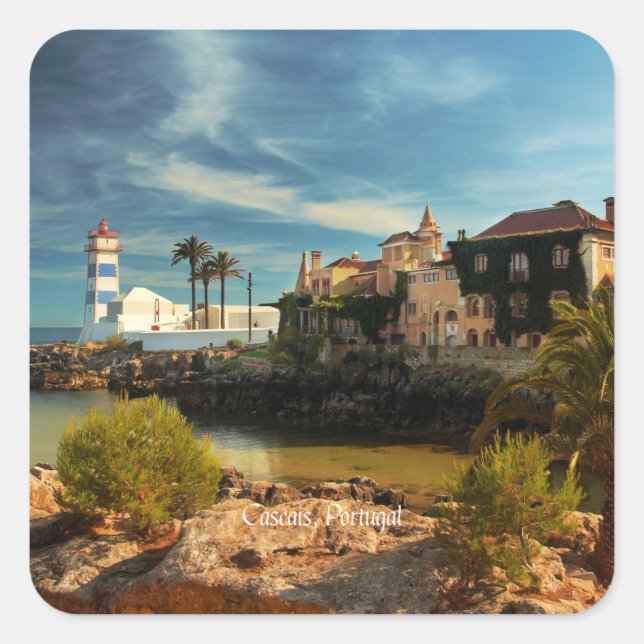 Adesivo Quadrado Cascais, paisagem pitoresca de Portugal (Frente)