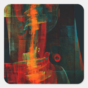 Adesivo Quadrado Cascata Laranja Vermelho Abstrato