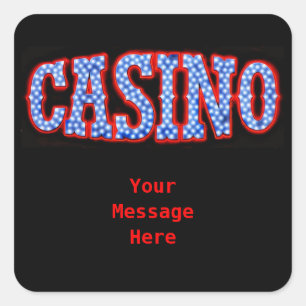 Adesivo Quadrado Casino em branco & azul vermelhos