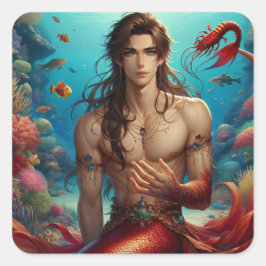 Adesivo Quadrado Cáspio - Merman - Mermaid Series Art Collection