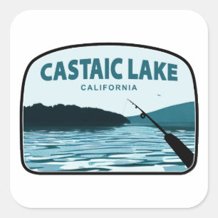 Adesivo Quadrado Castaic Lake Califórnia vara de pescar