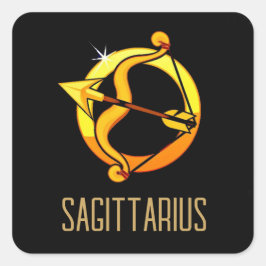 Adesivo Quadrado Castanho e ouro Sagittarius, sinal de zodíaco pret