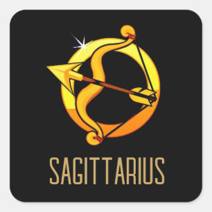 Adesivo Quadrado Castanho e ouro Sagittarius, sinal de zodíaco pret