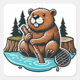 Adesivo Quadrado Castanho industrioso castanho ocupado