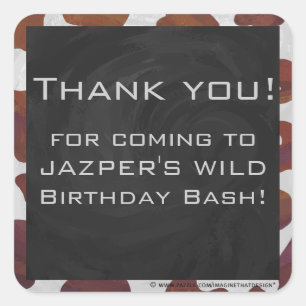 Adesivo Quadrado Castanho-Vaca e Monograma Branco