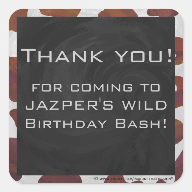 Adesivo Quadrado Castanho-Vaca e Monograma Branco (Frente)