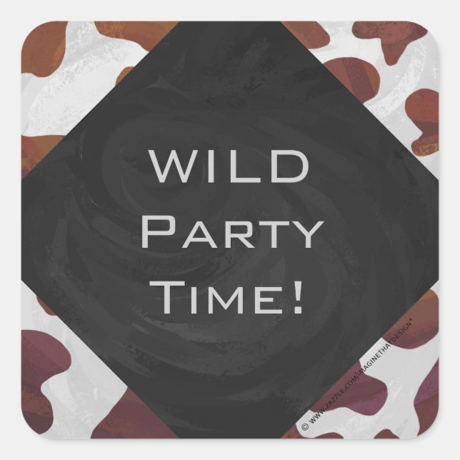 Adesivo Quadrado Castanho-Vaca e Monograma Branco (Frente)