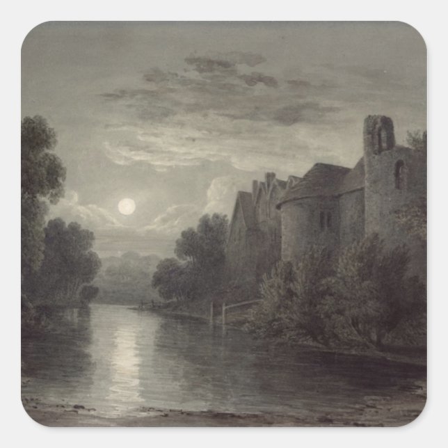 Adesivo Quadrado Castelo Allington, perto de Maidstone, Kent; Lua (Frente)