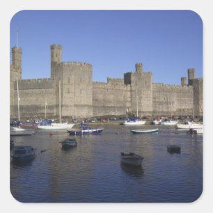 Adesivo Quadrado Castelo Caernarfon, Gwynedd, País de Gales (RF)