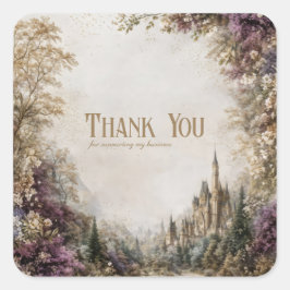 Adesivo Quadrado Castelo de Contos de Fadas Floral Roxo Floresta Vi