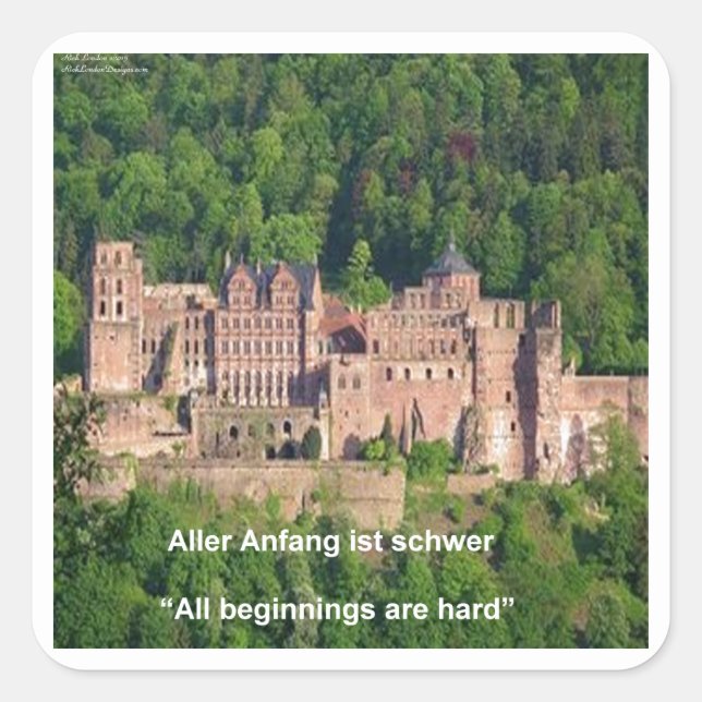 Adesivo Quadrado Castelo De Heidelberg Em Alemão E Alemão (Frente)