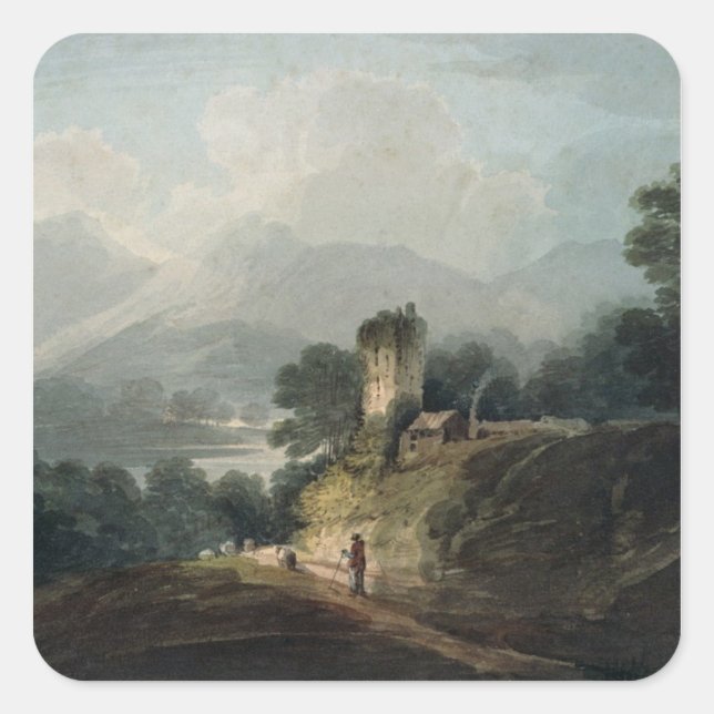 Adesivo Quadrado Castelo de Ross, Killarney, County Kerry (Frente)