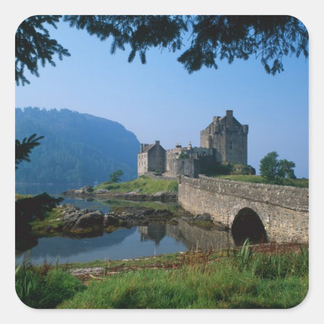 Adesivo Quadrado Castelo Eilean Donan, Highlands, Escócia 2 (Frente)