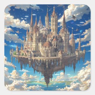 Adesivo Quadrado Castelo Fantasia Flutuante nas Nuvens | Celestial