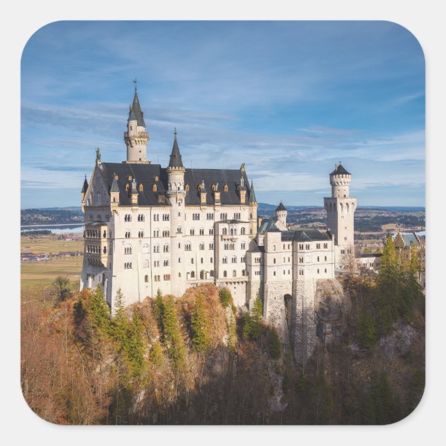 Adesivo Quadrado Castelo Neuschwanstein, conto de fadas (Frente)