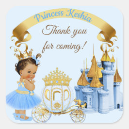 Adesivo Quadrado Castelo Real da Princesa Carruagem Azul Dourado Me