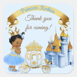 Adesivo Quadrado Castelo Real Princesa Carruagem Azul Dourado Menin
