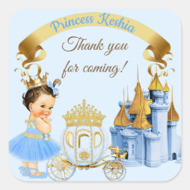 Adesivo Quadrado Castelo Real Princesa Carruagem Azul Dourado Menin