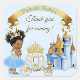 Adesivo Quadrado Castelo Real Princesa Carruagem Azul Dourado Menin
