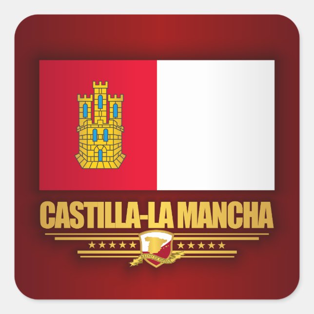 Adesivo Quadrado Castilla-La Mancha Flag (Frente)