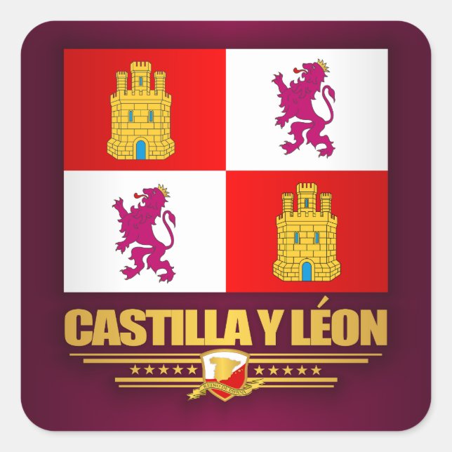 Adesivo Quadrado Castilla y Leon Flag (Frente)