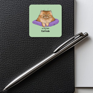 Adesivo Quadrado Cat Attitude Engraçada
