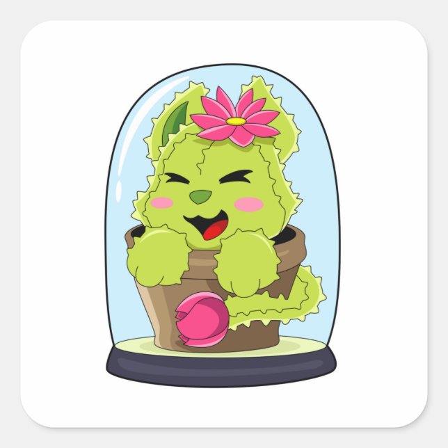 Adesivo Quadrado Cat Cactus (Frente)