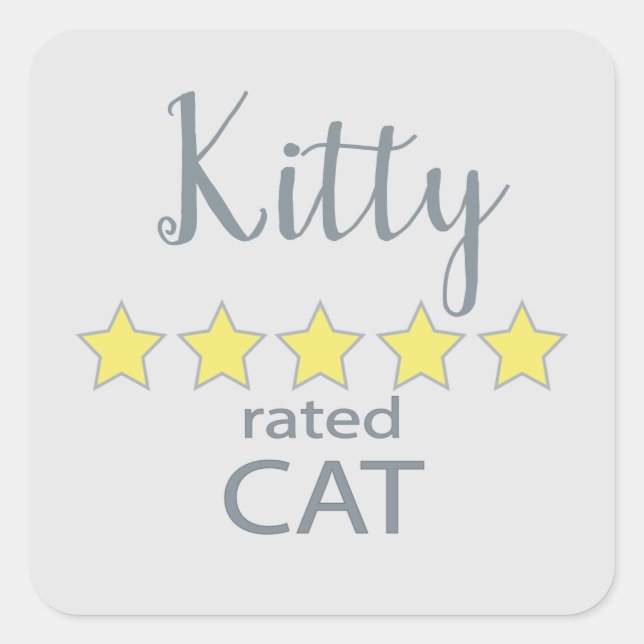 Adesivo Quadrado Cat classificado com 5 estrelas (Frente)