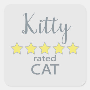 Adesivo Quadrado Cat classificado com 5 estrelas