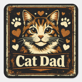 Adesivo Quadrado Cat Dad – Proud Feline Father Humor Love
