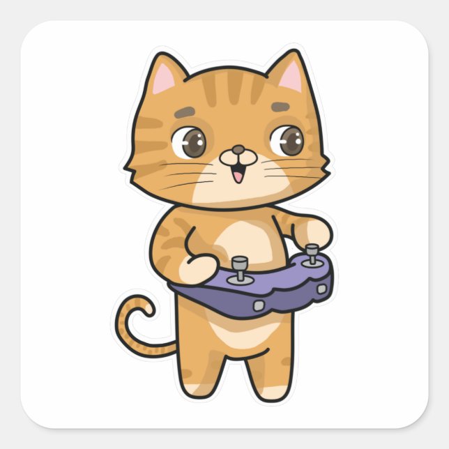 Adesivo Quadrado Cat em Reprodução com Controlador (Frente)