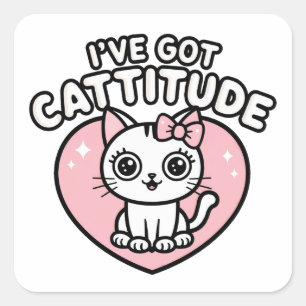 Adesivo Quadrado Cat I've Cattitude