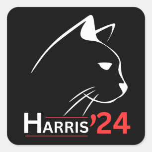 Adesivo Quadrado Cat Ladies for Kamala Funny Cat 2024 Presidente