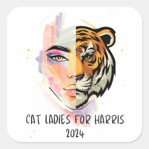 Adesivo Quadrado Cat Ladies para Harris 2024