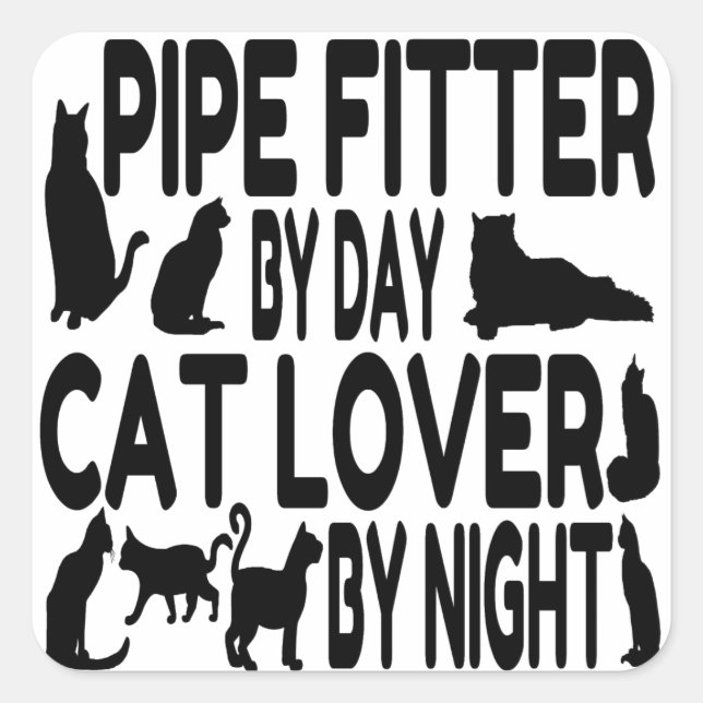 Adesivo Quadrado Cat Lover Pipe Fitter (Frente)