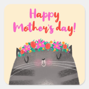 Adesivo Quadrado Cat Mãe