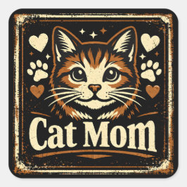 Adesivo Quadrado Cat Mom – Proud Feline Mother Love
