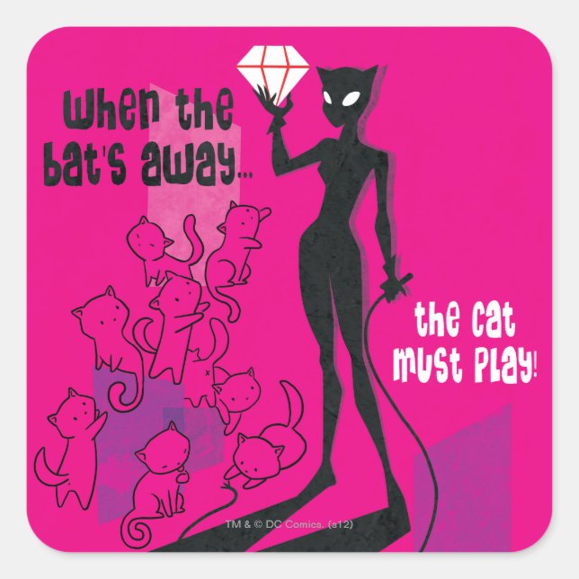 Adesivo Quadrado Cat must play (Frente)