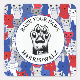 Adesivo Quadrado Cat Paw para Harris/Walz Design Sticker