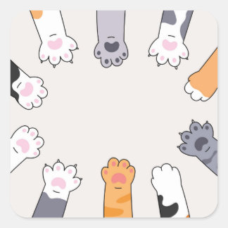 Adesivo Quadrado Cat Paws Friendship Circle Sticker