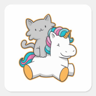 ADESIVO QUADRADO CAT RIDING UNICORN