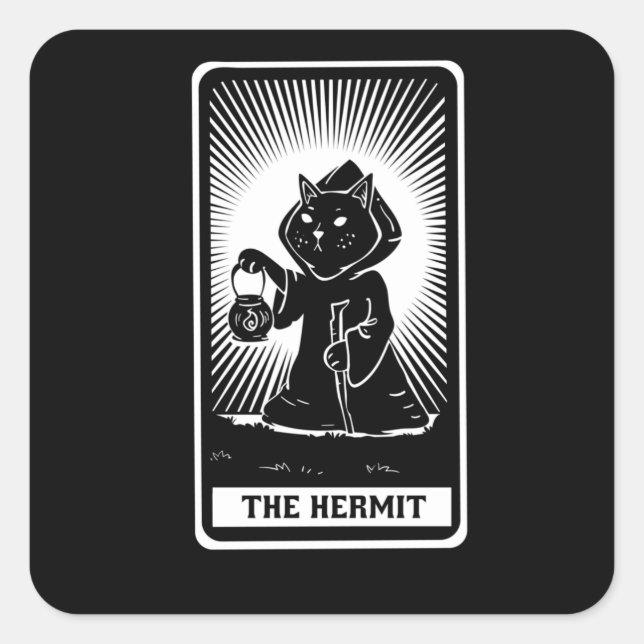 Adesivo Quadrado Cat Tarot Card Fantasy (Frente)